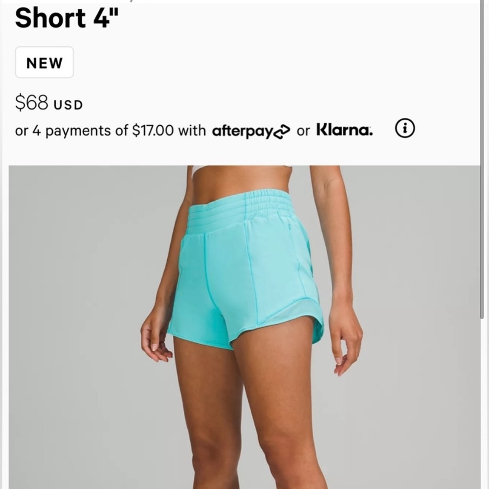 Hotty Hot Lined Short 4" in color Electric Turquoise size 4